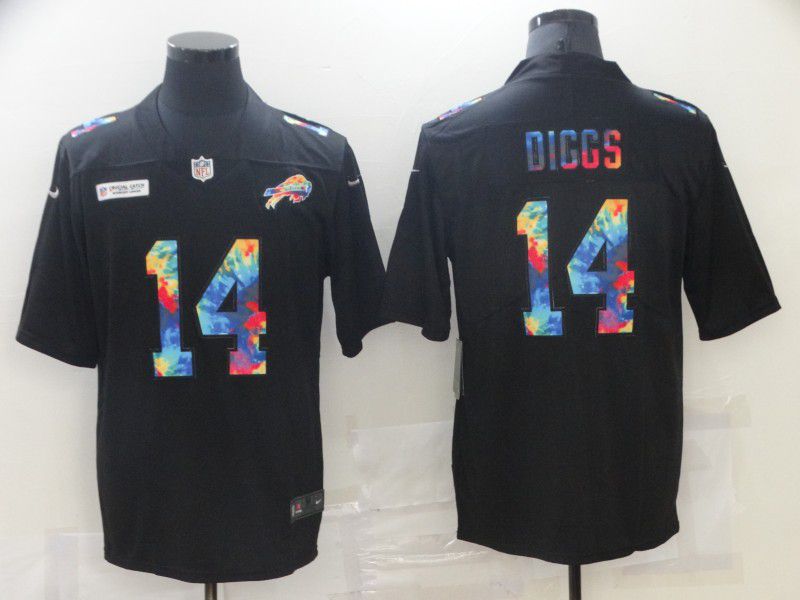 Men Buffalo Bills #14 Diggs Black Rainbow version 2021 Nike NFL Jersey